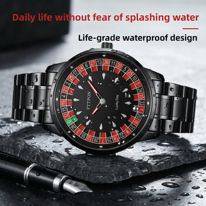 Men's Quartz Watch With Genuine Leather Strap And Pin Buckle Featuring Round Dial And Tempered Glass Mirror