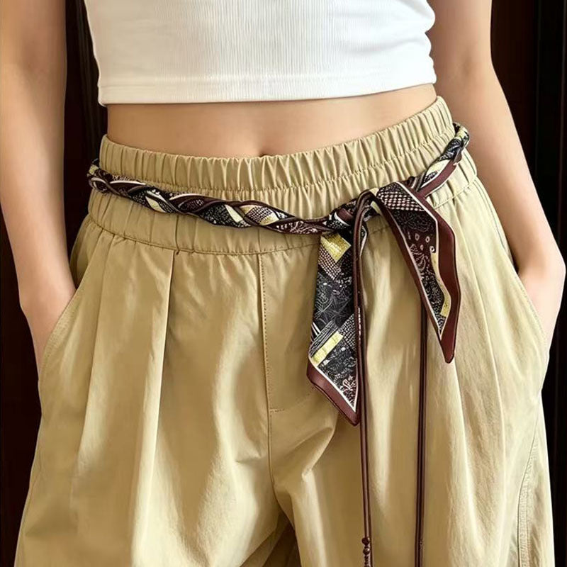 Ethnic Style Women’s Bandana Waist Chain With Rope Buckle, Cloth Material Featuring Braid Surface Finish