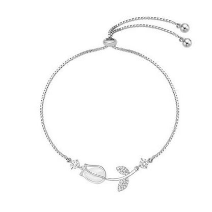 Sweet Tulips Bracelet For Women In Golden Plated Copper With Cat's Eye Stone Featuring Electroplated Finish
