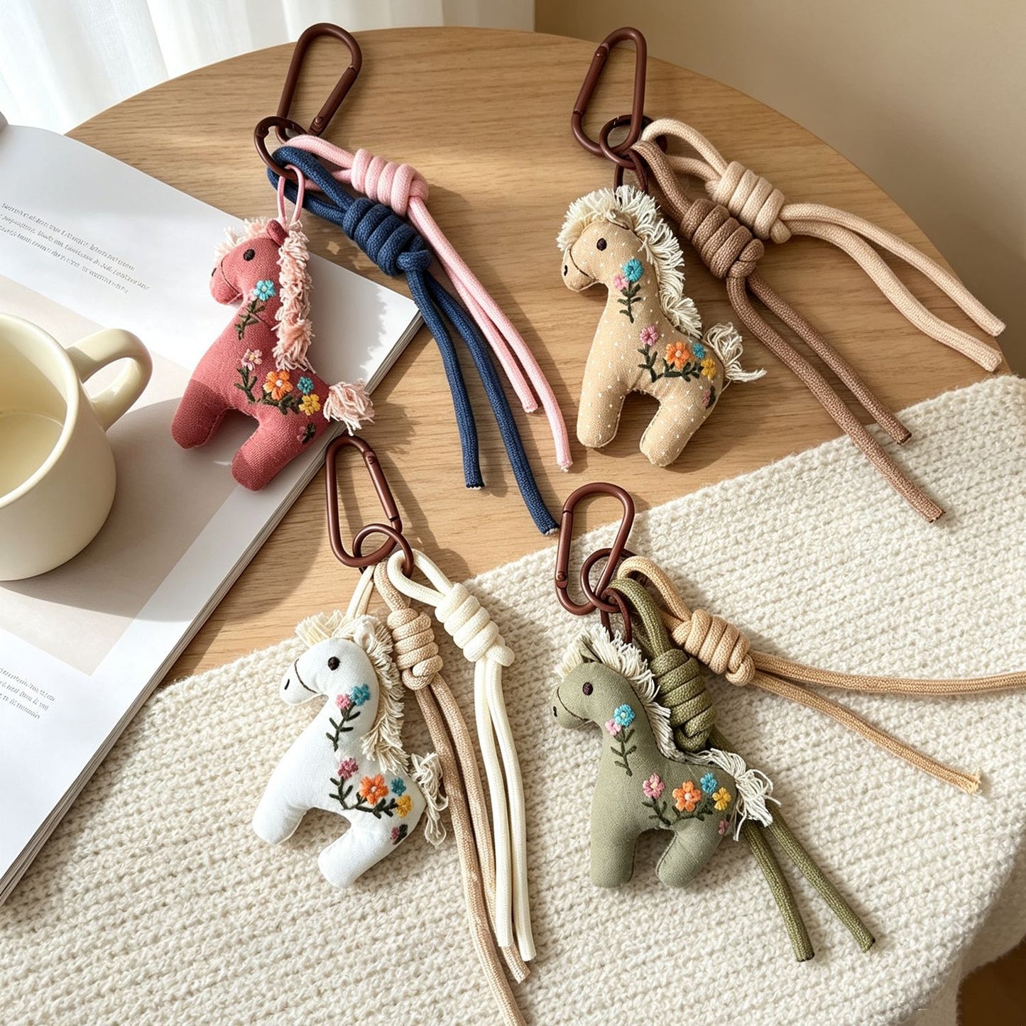 Multicolor Knitted Horse Key Chain In Cloth Material Featuring Cute Style