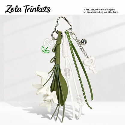 Lavender Knitted Flowers Bag Pendant In Acrylic Material With Cute Style, Perfect For Spring Accessories