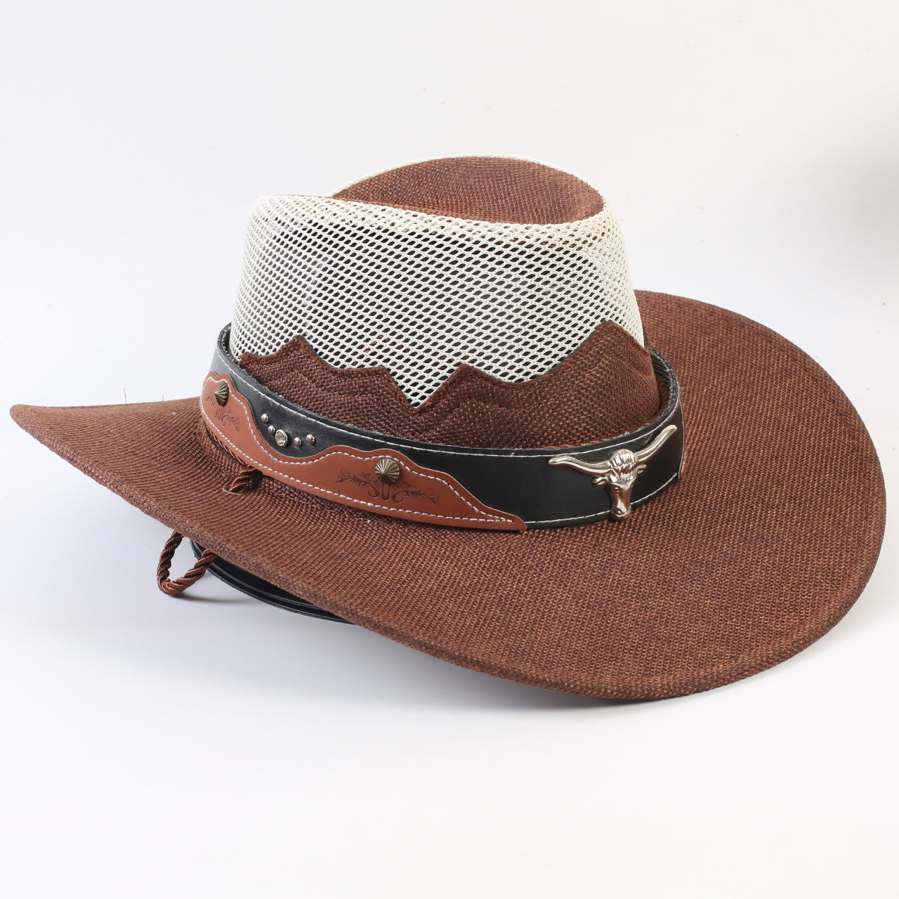 Unisex Cowboy Style Solid Color Straw Hat With Wide Brim, Breathable Design Featuring Braid Craftsmanship