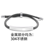 304 Stainless Steel Gray Rope Bracelet Silver