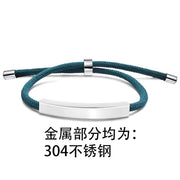 304 Stainless Steel Blue Rope Bracelet Silver