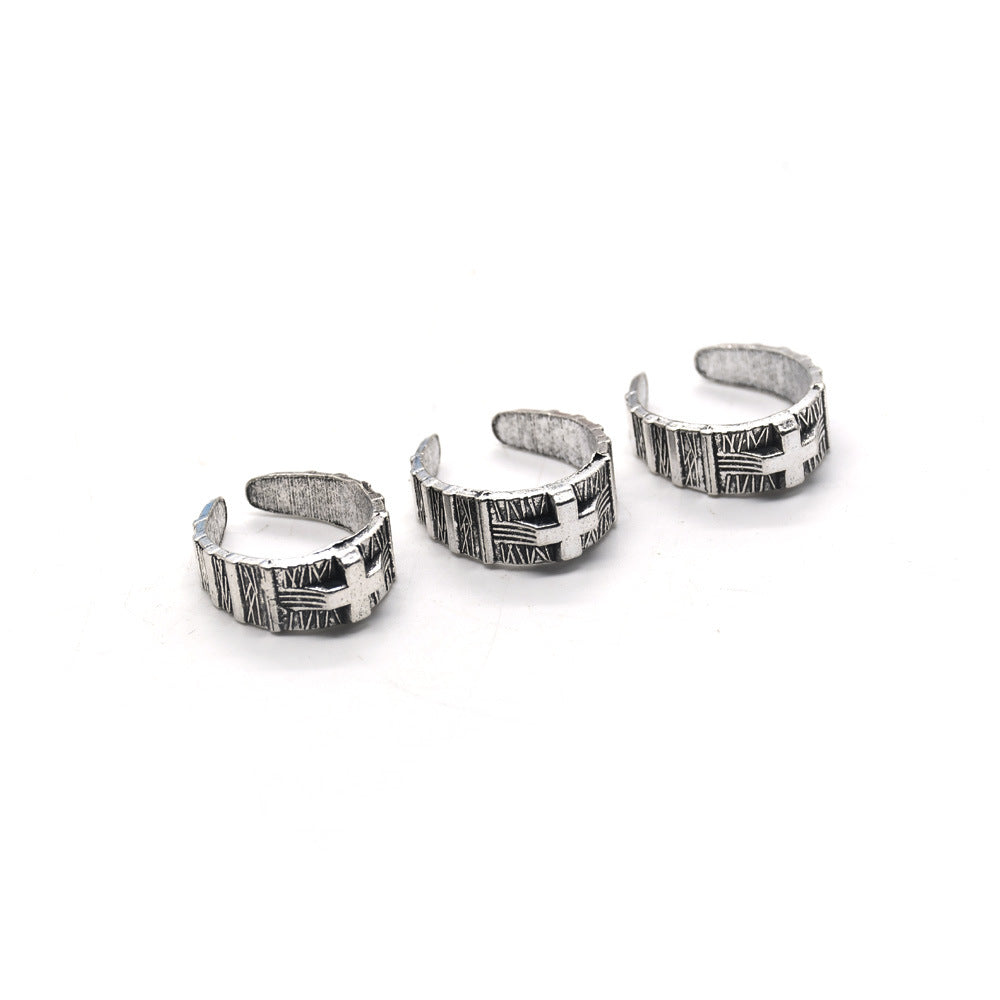 Retro Unisex Open Rings Cross Pattern Made Of Zinc Alloy In Silver Color