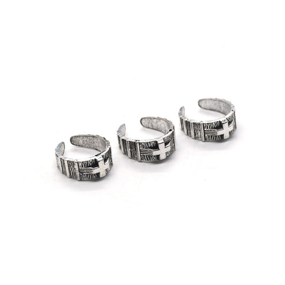 Retro Unisex Open Rings Cross Pattern Made Of Zinc Alloy In Silver Color