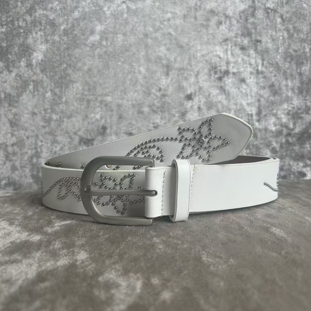 Original Design Unisex PU Leather Belt With Alloy Pin Buckle Featuring Flowers Pattern