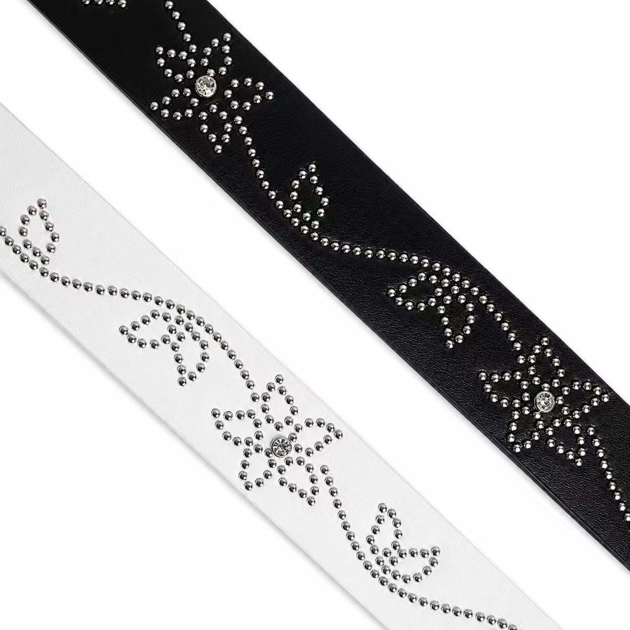Original Design Unisex PU Leather Belt With Alloy Pin Buckle Featuring Flowers Pattern