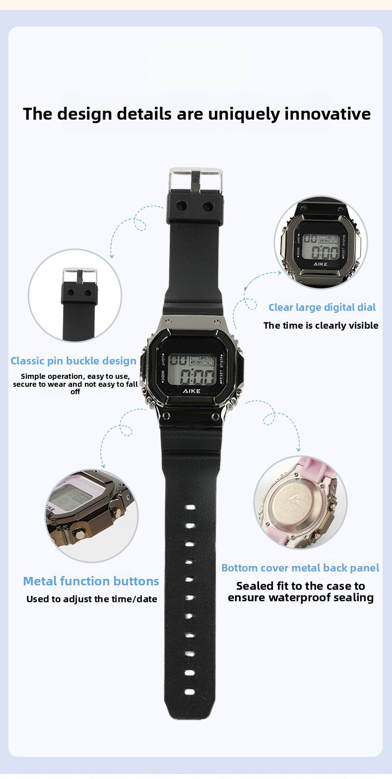 Unisex Electronic Watch With Rectangle Dial, Plastic Case And Plastic Mirror, Number Display, Silica Gel Strap