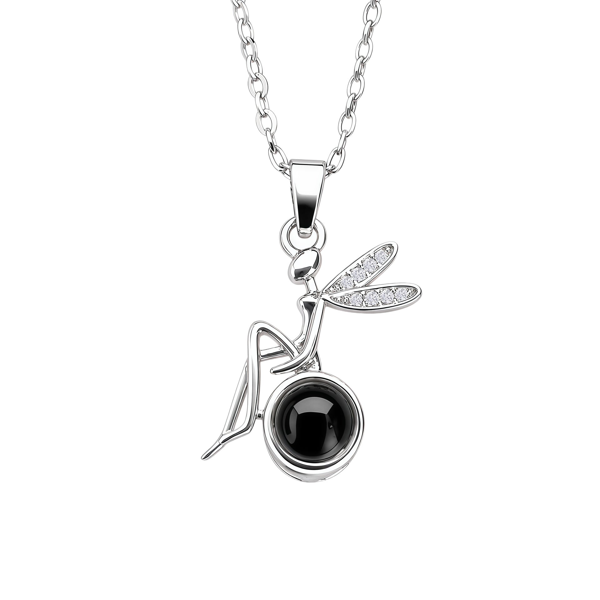 Dragonfly Necklace For Women In Gold With Copper Pendant And Rhinestone Inlay On Cable Chain