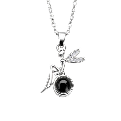 Dragonfly Necklace For Women In Gold With Copper Pendant And Rhinestone Inlay On Cable Chain