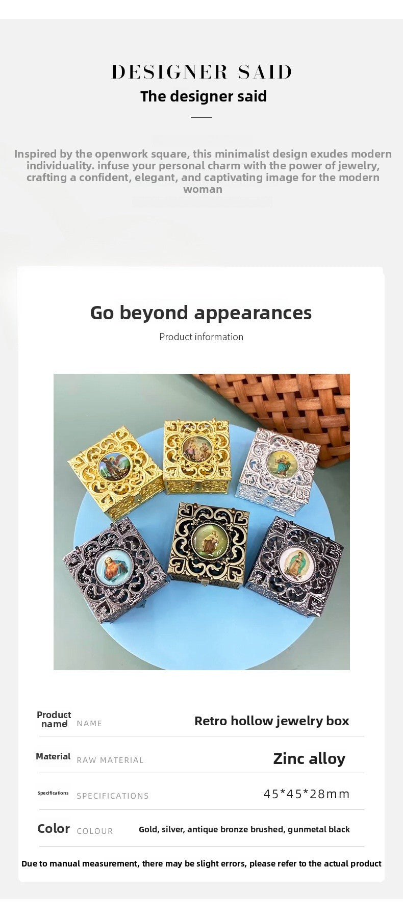 Geometric Zinc Jewelry Accessory In Retro Style With Electroplated Gold Plating Process