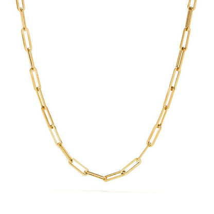Simple Style Gold Paper Clip Necklace For Women With Electroplated Metal Paperclip Chain