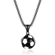 Black and White Football Pendant with Chain