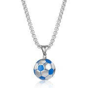 Steel Blue Football Pendant with Chain