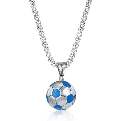 Hip-Hop Style Football Necklace For Unisex Featuring Steel Color, Perfect For Football World Cup Fans