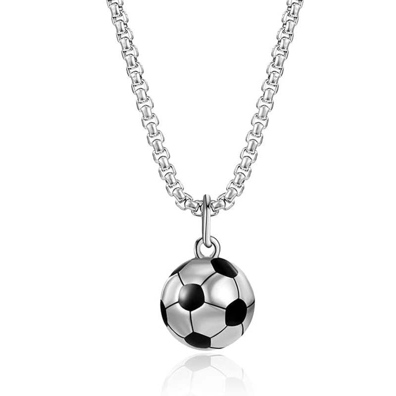 Hip-Hop Style Football Necklace For Unisex Featuring Steel Color, Perfect For Football World Cup Fans
