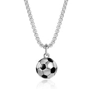 Steel Black Football Pendant with Chain