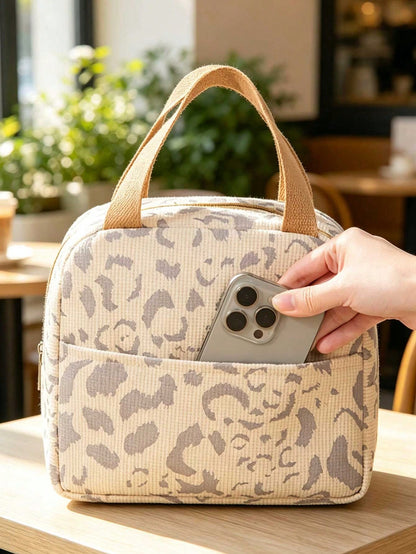 Unisex Square Letter Pattern Handbag In Polyester With Double Handle, Stylish And Functional