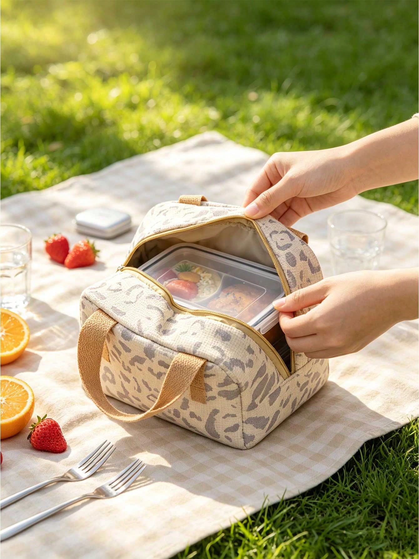 Unisex Square Letter Pattern Handbag In Polyester With Double Handle, Stylish And Functional
