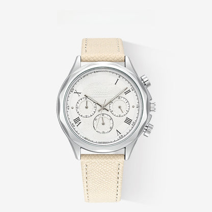 Men's Quartz Watch With Round Dial Featuring Tempered Glass And Horseshoe Buckle Strap