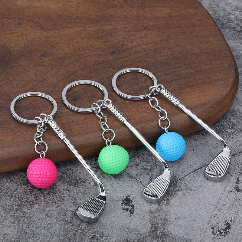 Christmas Golf Key Chain In White Featuring Durable Zinc Alloy Material