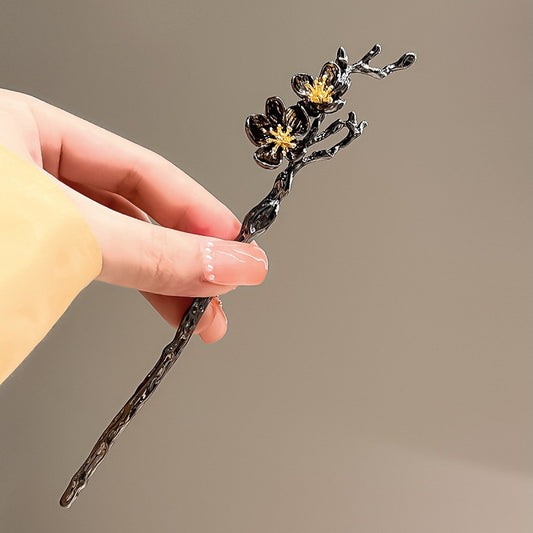 Chinoiserie Flowers Hair Sticks For Women, Alloy Hair Accessories Featuring Elegant Floral Design
