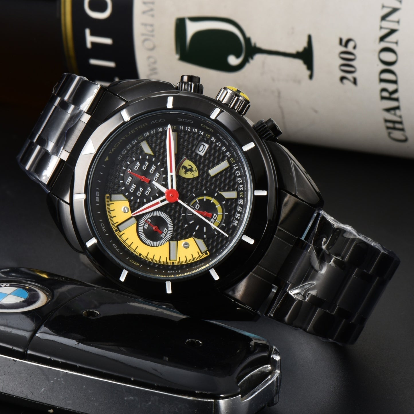 Men's Quartz Watch With Round Dial, Steel Belt Strap, Pin Buckle, And Ordinary Glass Mirror Material