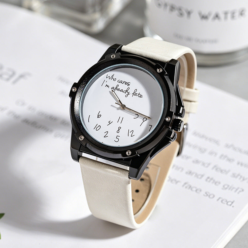 Unisex Quartz Watch With Genuine Leather Strap And Horseshoe Buckle, Round Dial Featuring Tempered Glass And Pointer Display
