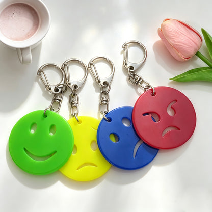 Smiley Face Key Chain In Acrylic Material Featuring Durable Acrylic Inlay