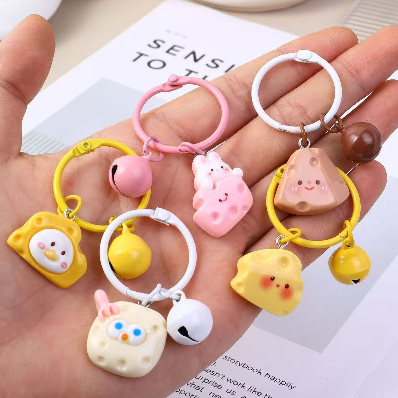 Yellow Rabbit Resin Key Chain Bag Charm Accessory Featuring Durable Resin Material