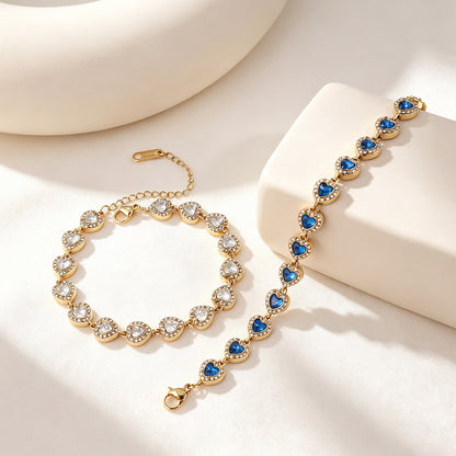 Heart Shape Bracelets For Women With Titanium Steel Chain And Zircon Inlay In Stainless Steel