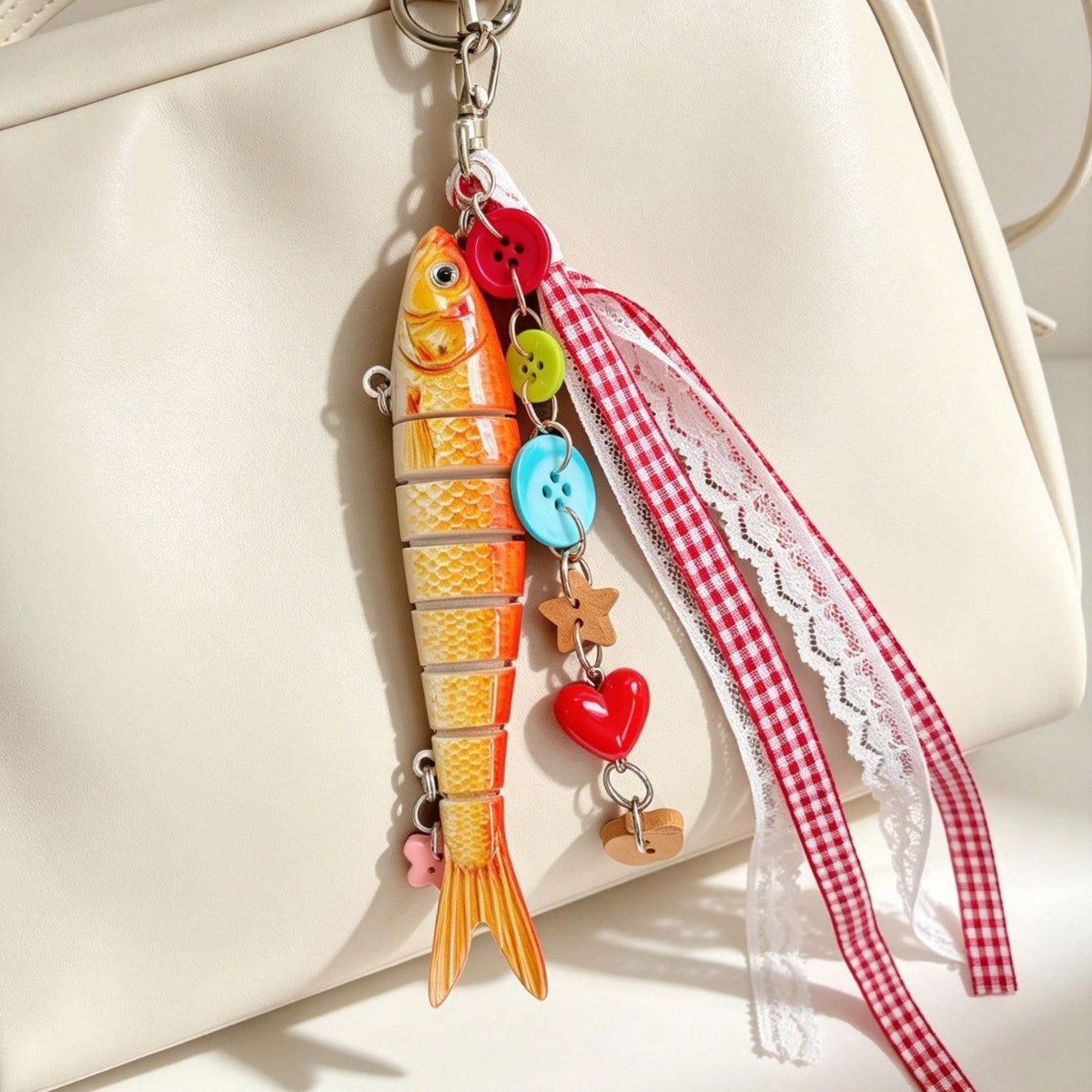 Orange Fish Key Chain In Cartoon Style Made Of Durable Alloy, Perfect For Hanging Accessories