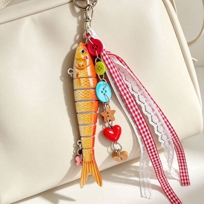 Orange Fish Key Chain In Cartoon Style Made Of Durable Alloy, Perfect For Hanging Accessories