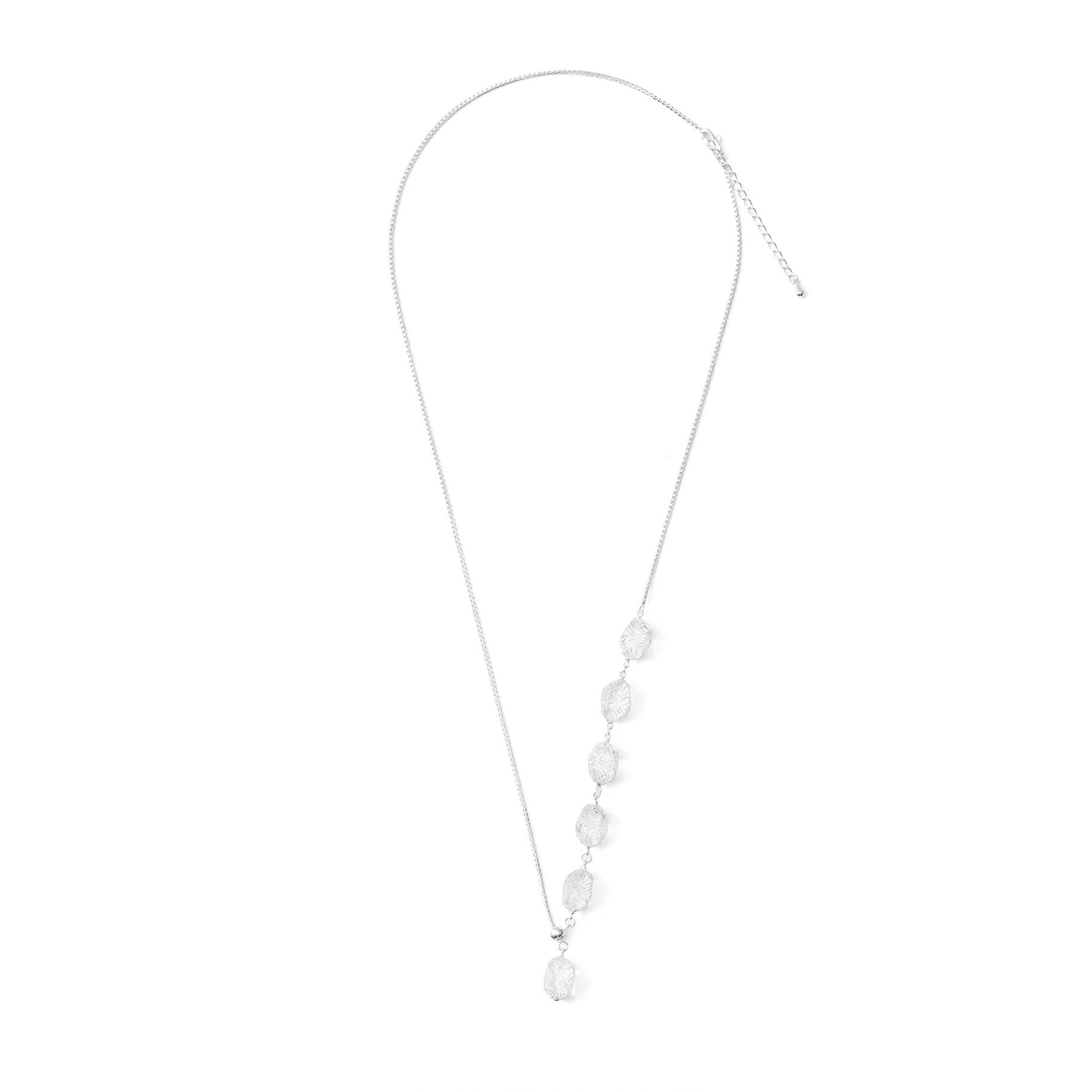 Handmade Grid Necklace For Women In Simple Style, Copper Material With Platinum Electroplated Finish And Slider Chain