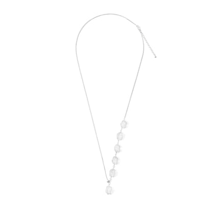 Handmade Grid Necklace For Women In Simple Style, Copper Material With Platinum Electroplated Finish And Slider Chain