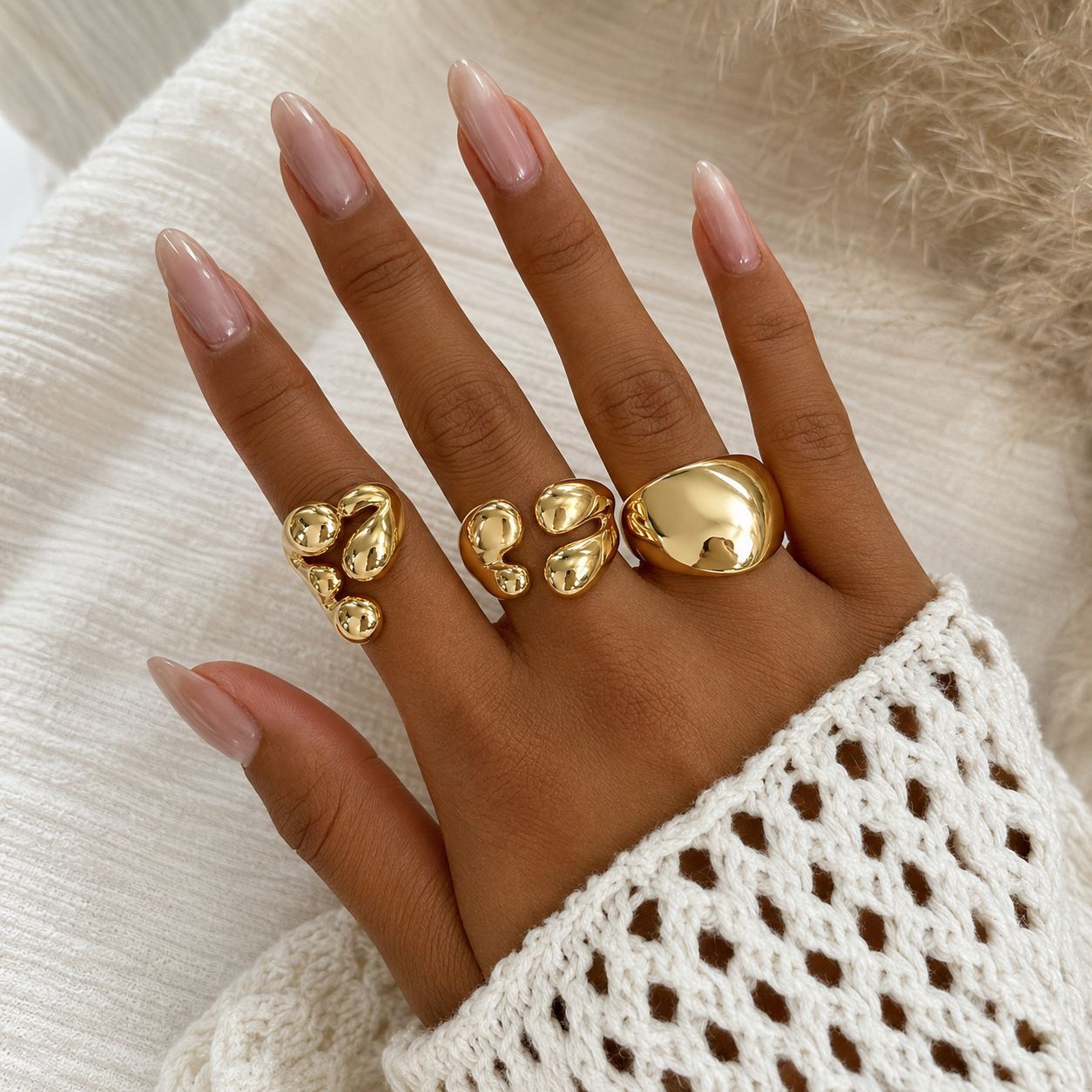 Irregular Waterproof Non Tarnish Alloy Rings For Unisex Featuring Simple Style, Perfect For Casual Wear