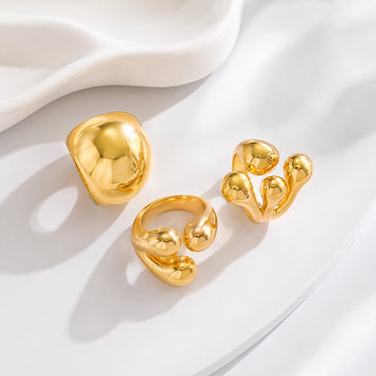 Irregular Waterproof Non Tarnish Alloy Rings For Unisex Featuring Simple Style, Perfect For Casual Wear