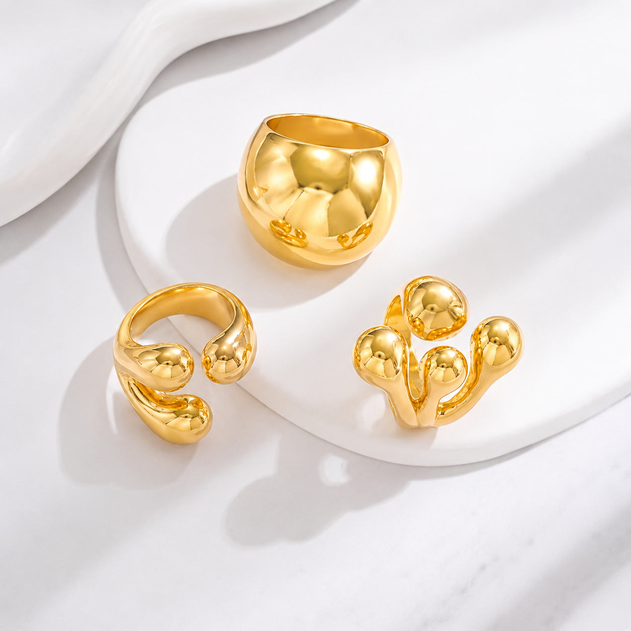 Irregular Waterproof Non Tarnish Alloy Rings For Unisex Featuring Simple Style, Perfect For Casual Wear
