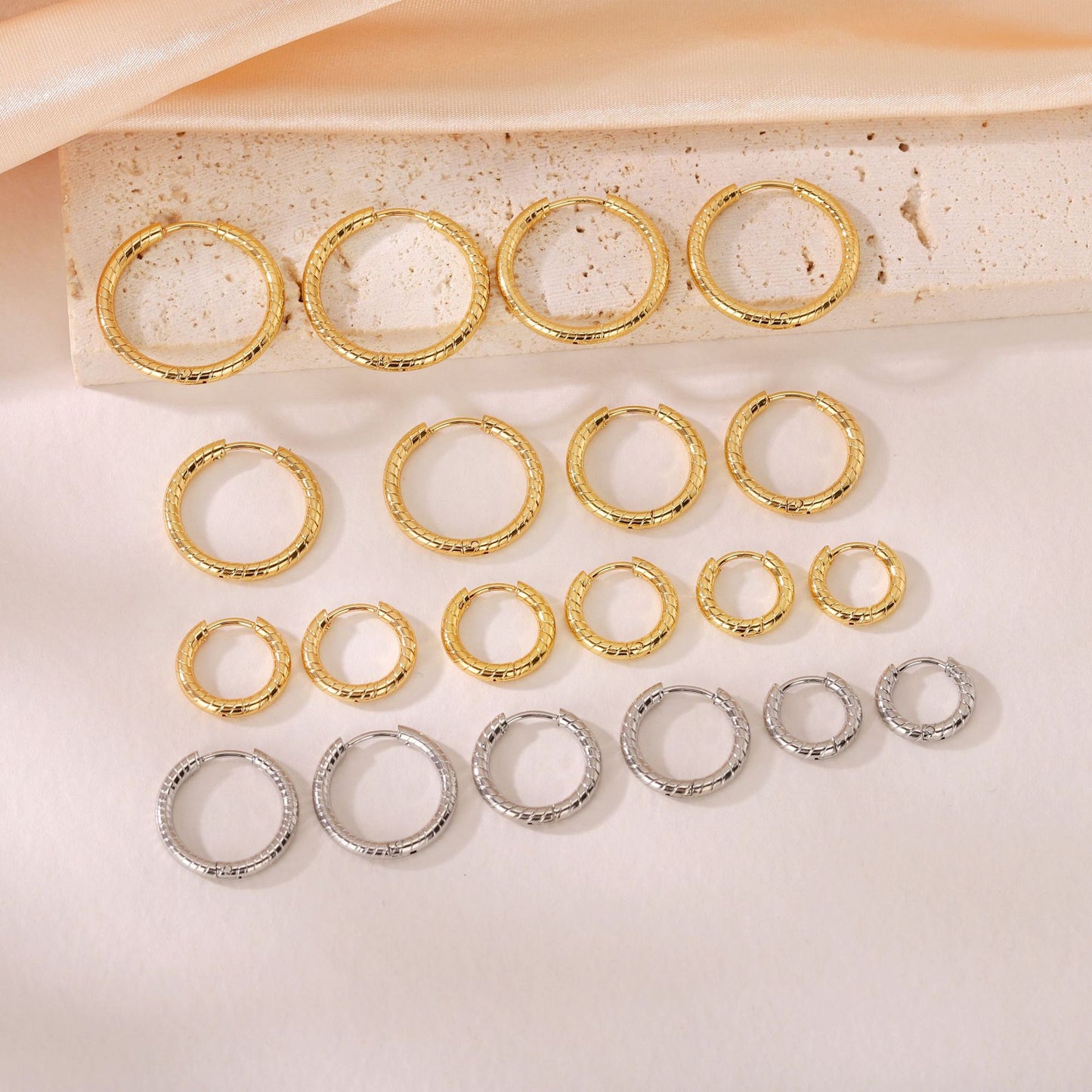Basic Geometric CNC Titanium Steel Earrings For Women With KC Golden Electroplated Finish