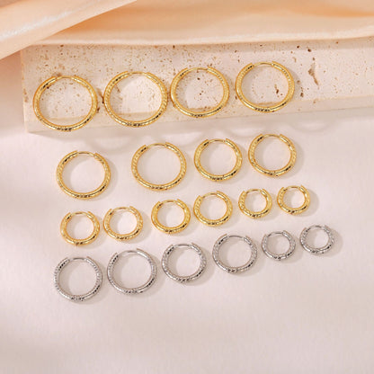 Basic Geometric CNC Titanium Steel Earrings For Women With KC Golden Electroplated Finish