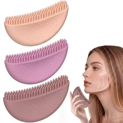 Natural Pink Makeup Brush With Plastic Handle, 1 Piece Silica Gel Makeup Tool For Precise Application