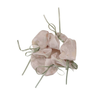 Sweet Bow Tie Scrunchie Hair Accessory For Women In Green With Mixed Materials And Rhinestone Embellishments