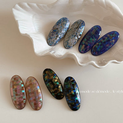 Sweet Shell Hairpin For Women In Natural Pink With Mixed Materials And Sequins Inlay