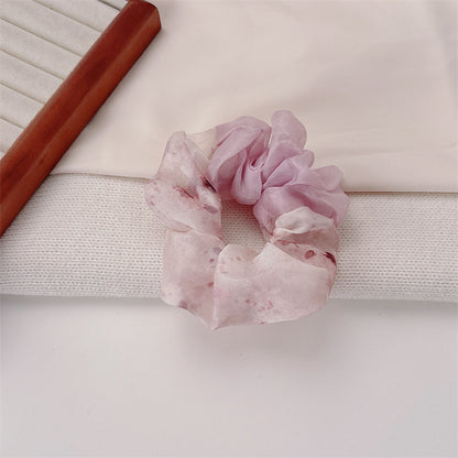 Sweet Ditsy Floral Scrunchie Hair Accessory In Blue, Made Of Soft Gauze, Perfect For Summer