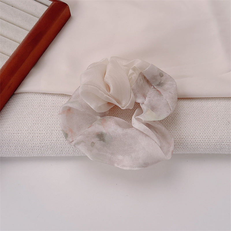 Sweet Ditsy Floral Scrunchie Hair Accessory In Blue, Made Of Soft Gauze, Perfect For Summer