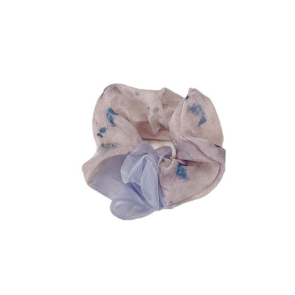 Sweet Ditsy Floral Scrunchie Hair Accessory In Blue, Made Of Soft Gauze, Perfect For Summer