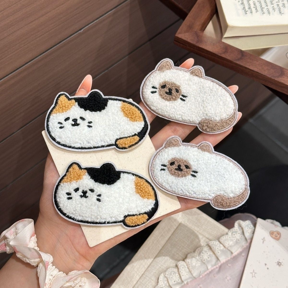 Cute Cat Fabric Bangs Stick For Women, 2 Pieces Set In Multicolor, Perfect For Spring And Summer