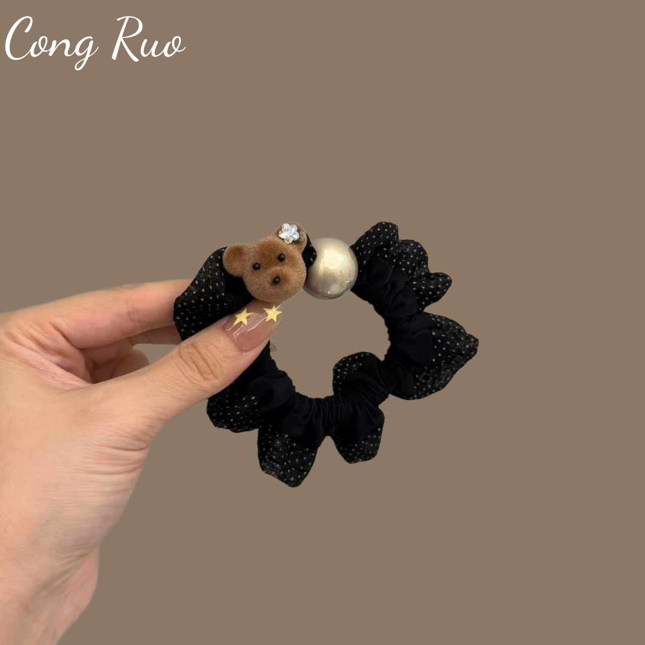 Sweet Polka Dots Scrunchie For Women In Multicolor Polyester Fabric Hair Accessory