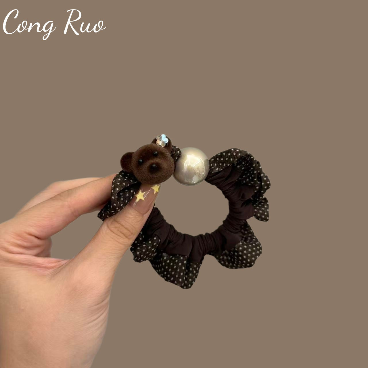 Sweet Polka Dots Scrunchie For Women In Multicolor Polyester Fabric Hair Accessory